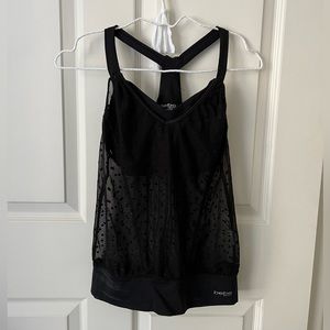 vintage bebe polka dot mesh workout top size xs